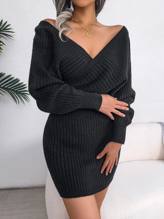 Olivia | Chic V-Neck Knit Sweater Dress